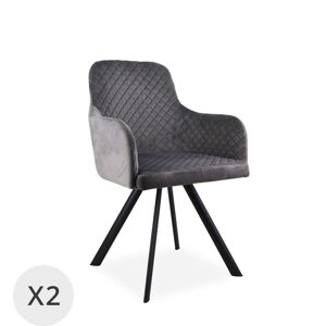 MOYCOR Set de 2 fauteuils tapisses en velours gris