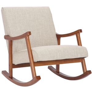 CLP Chaise à bascule avec accoudoirs et assise en tissu Crème Beige 92x82x67cm