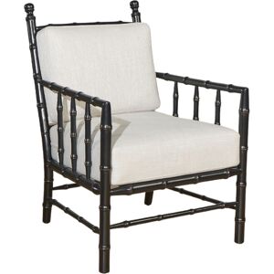 Robin des Bois Fauteuil colonial en bois laque noir et tissu beige