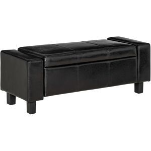 Homcom Banc coffre de rangement 2 en 1 revêtement synthétique capitonné noir Noir 110x40x40cm