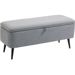 Homcom Banc coffre de rangement 2 en 1 piètement acier noir tissu gris Gris 102x39x40cm