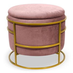 Menzzo Pouf coffre rond en velours rose - Publicité