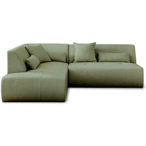 Lisa Design Canapé modulable 5 places angle gauche en tissu vert sauge Vert 222x77x198cm