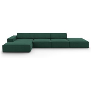 Micadoni Home Canapé d'angle 5 places en tissu structuré vert Vert 341x70x166cm