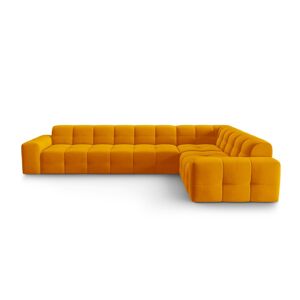 Micadoni Home Canapé d'angle droit 6 places en tissu velours orange