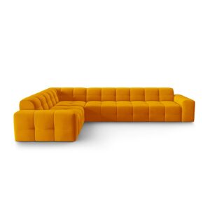 Micadoni Home Canapé d'angle gauche 6 places en tissu velours orange Orange 332x79x231cm