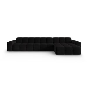 Micadoni Home Canape d'angle droit 5 places en tissu velours noir