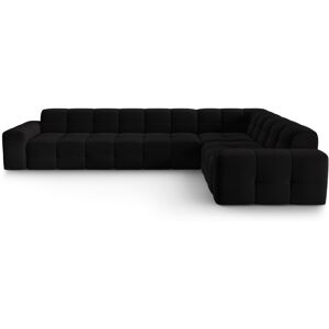 Micadoni Home Canape d'angle droit 6 places en tissu velours noir