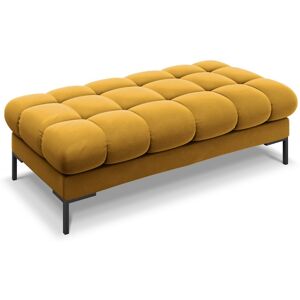 Micadoni Home Banc 2 places en tissu velours jaune Jaune 62x41x133cm