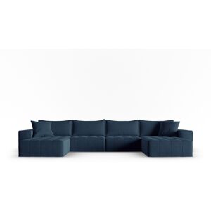 Micadoni Home Canape panoramique modulable 6 places en tissu structurel blue jeans