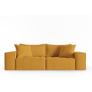 Micadoni Home Canapé modulable 3 places en tissu structurel moutarde Jaune 212x78x90cm