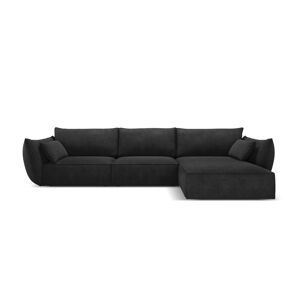 Micadoni Home Canapé d'angle droit 4 places en tissu chenille noir