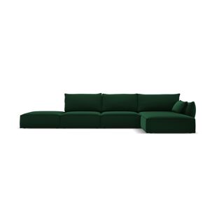 Micadoni Home Canapé d'angle droit 5 places en tissu velours vert bouteille