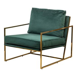 Nordlys Fauteuil retro en metal et velours vert