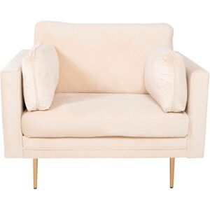 Meubles & Design Fauteuil moderne en velours avec pieds en metal dore beige