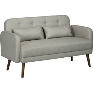 Homcom Canapé 2 places style Chesterfield effet capitonné - 2 coussins - gris Gris 135x82x74cm