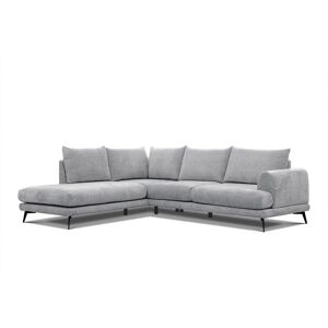 Courtois Laville Canape d'angle gauche 5 places tissu gris clair