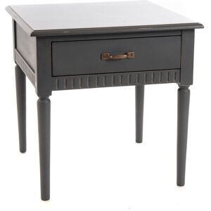 Hellin Bout de canape classique en bois gris patine 1 tiroir