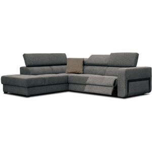 Courtois Laville Canape d'angle gauche 5 places avec relax electrique tissu gris fonce