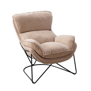 Mathi Design Fauteuil en velours beige Beige 95x87x79cm