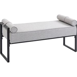 Homcom Banquette contemporaine 2 coussins traversins acier noir tissu gris - Publicité