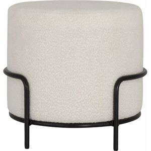 Meubles & Design Pouf rond en tissu boucle blanc