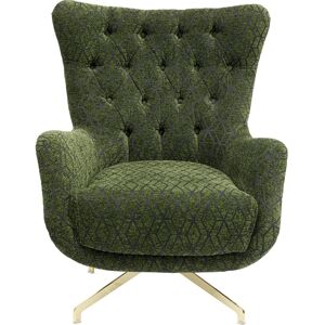 Kare Design Fauteuil pivotant en polyester vert et acier dore