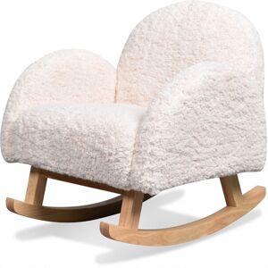 Opjet Mini fauteuil a bascule bouclette fourrure/bois blanc 45x53x51 cm