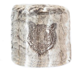 MX HOME Pouf en fausse fourrure brode marron clair