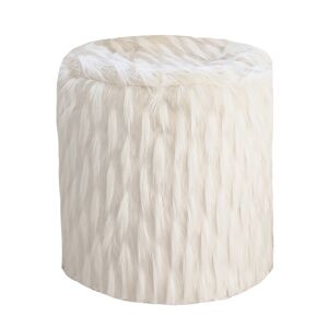 MX HOME Pouf en fausse fourrure blanche