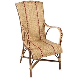 Kok Maison Fauteuil en rotin beige et lisere rouge haut dossier Beige 77x105x60cm