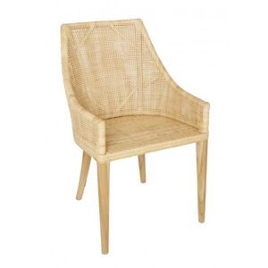 Kok Maison Fauteuil de table en cannage de rotin et teck beige Beige 54x88x56cm