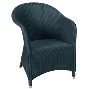 Fauteuil laqué en Lloyd Loom bleu paon