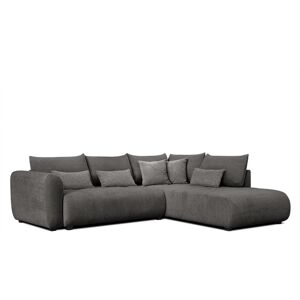 Courtois Laville Canape d'angle droit 5 places gris fonce avec le couchage