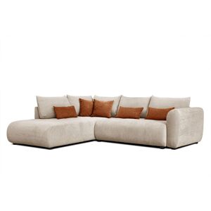 Courtois Laville Canape d'angle gauche 5 places beige avec le couchage