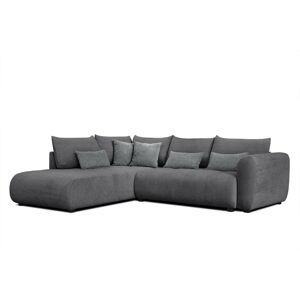 Courtois Laville Canape d'angle gauche 5 places noir avec le couchage