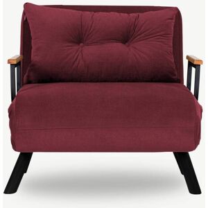 Menzzo Fauteuil convertible metal noir et tissu bordeaux