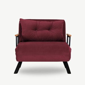 Menzzo Fauteuil convertible métal noir et tissu bordeaux - Publicité