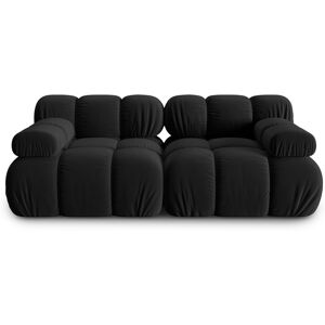 Micadoni Home Canape modulable 2 places en tissu velours noir