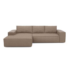 Sia Home Canape convertible angle gauche dunlopillo velours côtele taupe 140cm