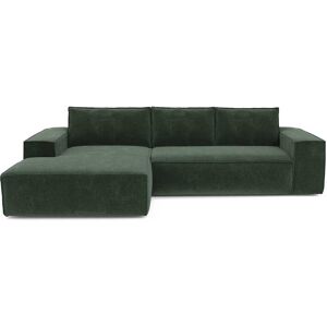 Sia Home Canape convertible angle gauche dunlopillo velours texture vert 140cm