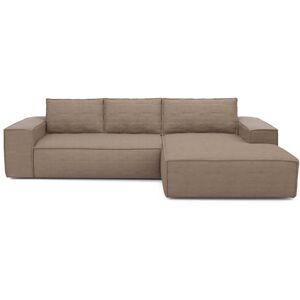 Sia Home Canape convertible angle droit dunlopillo velours côtele taupe 140cm