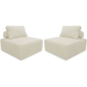 sweeek Lot de 2 chauffeuses pour canape velours côtele creme