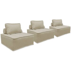 sweeek Lot de 3 chauffeuses pour canape modulables tissu beige