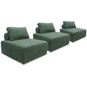 Lot de 3 chauffeuses canape modulables velours côtele vertlsweeek