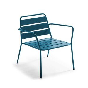 Fauteuil bas de jardin bleu pacific Bleu 70x76x65cm