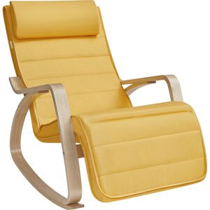 SONGMICS Fauteuil a bascule effet bois jaune canard et couleur boisee