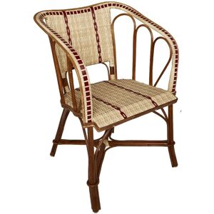 Kok Maison Fauteuil en rotin et resine beige avec lisere rouge Beige 55x78x54cm