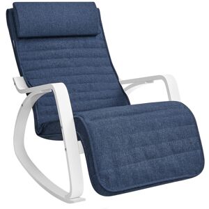 SONGMICS Fauteuil a bascule repose-pieds reglable bleu minuit et blanc