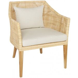 Kok Maison Fauteuil en teck et cannage beige Beige 64x74x67cm